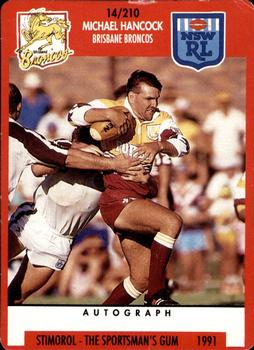 1991 Stimorol NRL #14 Michael Hancock Front